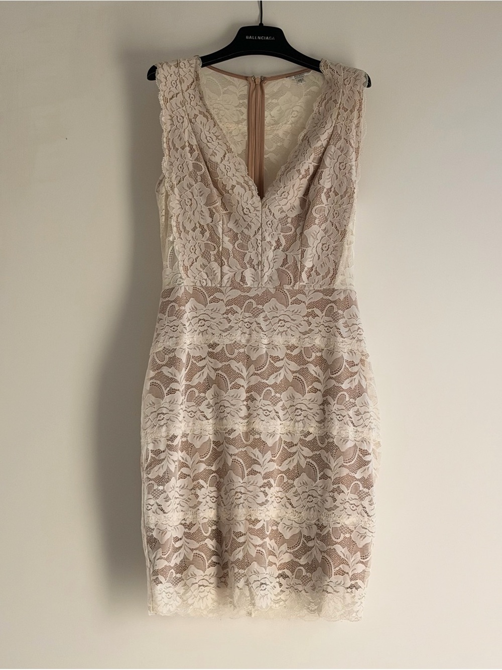 Guess Beige and Ivory Lace Mini Dress